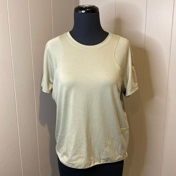 Lululemon Athletica Short Sleeve T Shirt Knit Athletic Pocket Elastic Hem String - Picture 1 of 5